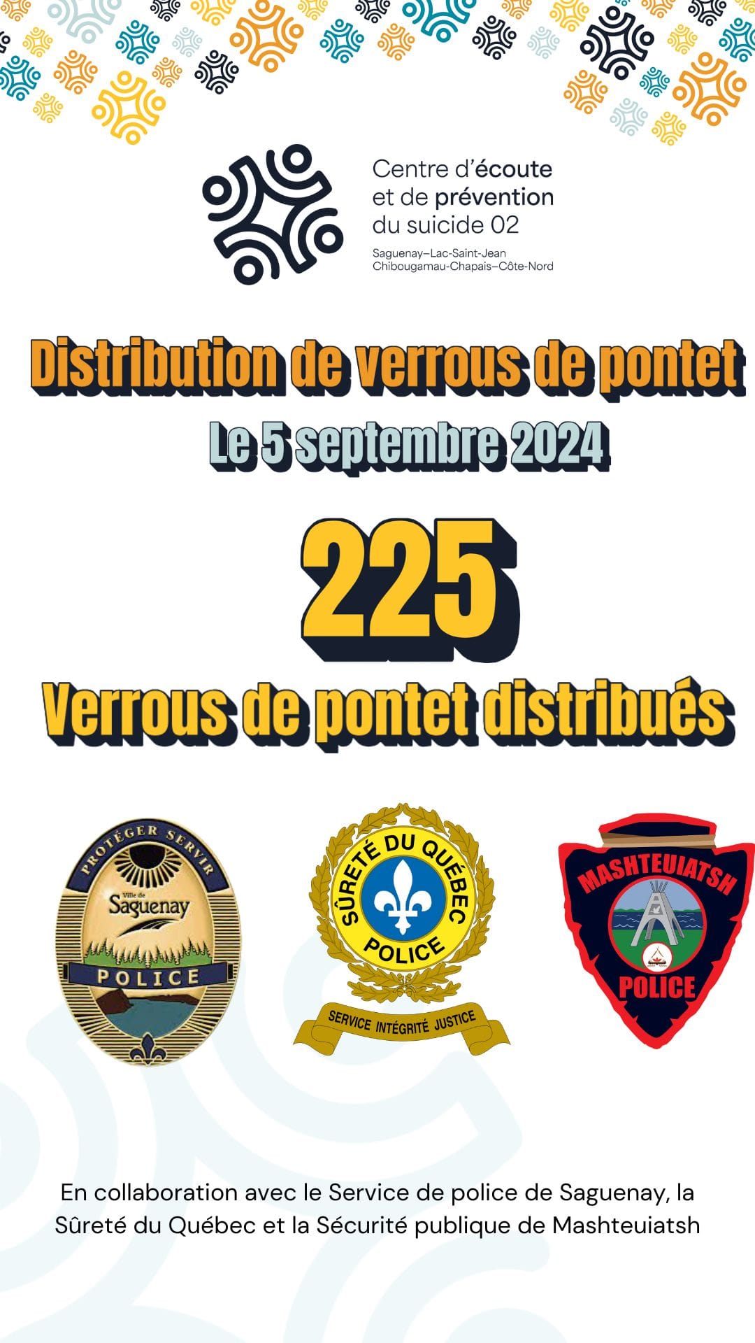 Distribution de verrous de pontet 2024 - Centre de prévention du suicide 02